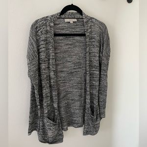 Loft Mixed Gray Lightweight Cardigan - Petite Small